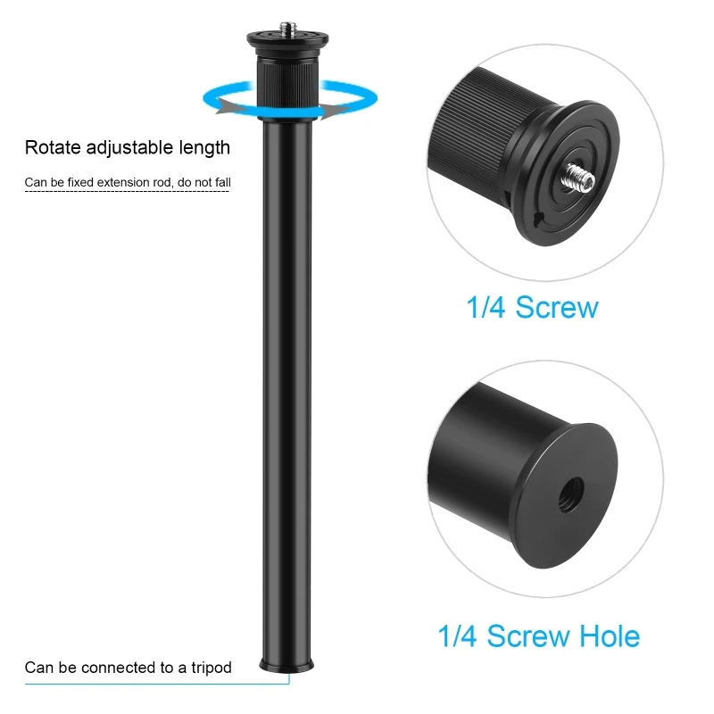 PULUZ C Clamp Camera Mount Light Stand Telescopic Extension Tube Central Shaft Metal Rod Monopod Holder Kit, Rod Length: 33-60cm