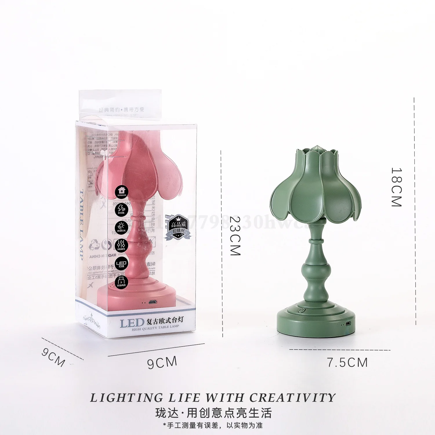 Lâmpada de Mesa Proteção para os Olhos Nostálgico Estilo Retro Recarregável Quarto Cabeceira Led Lâmpada Mesa Mini Menina Coração Lótus Noite Lâmpadas 27 Computers & Electronics
