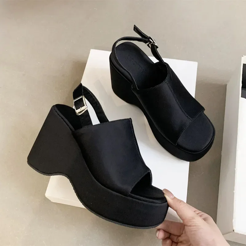 

Summer Wedge Platform Sandals Women 2024 Sexy Open Toe Back Strap Height Increasing Shoe for Women High Quality Roman Sandals