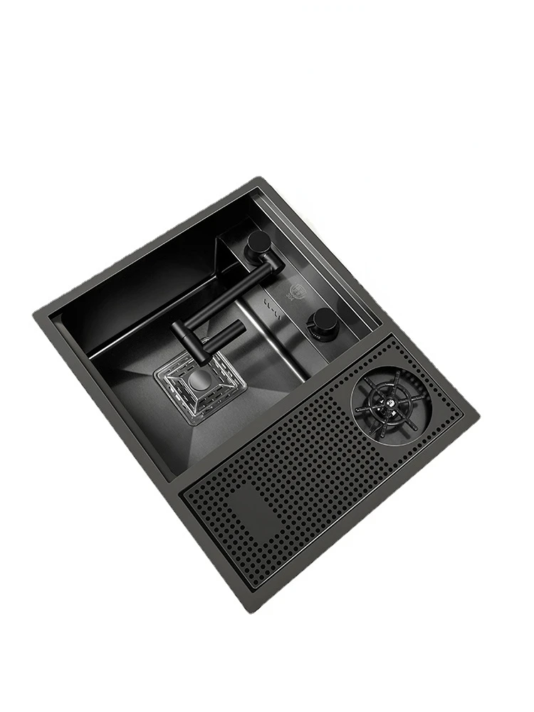 

55x45cm Hidden cup washer sink nano stainless steel bar invisible with cover small single tank pool