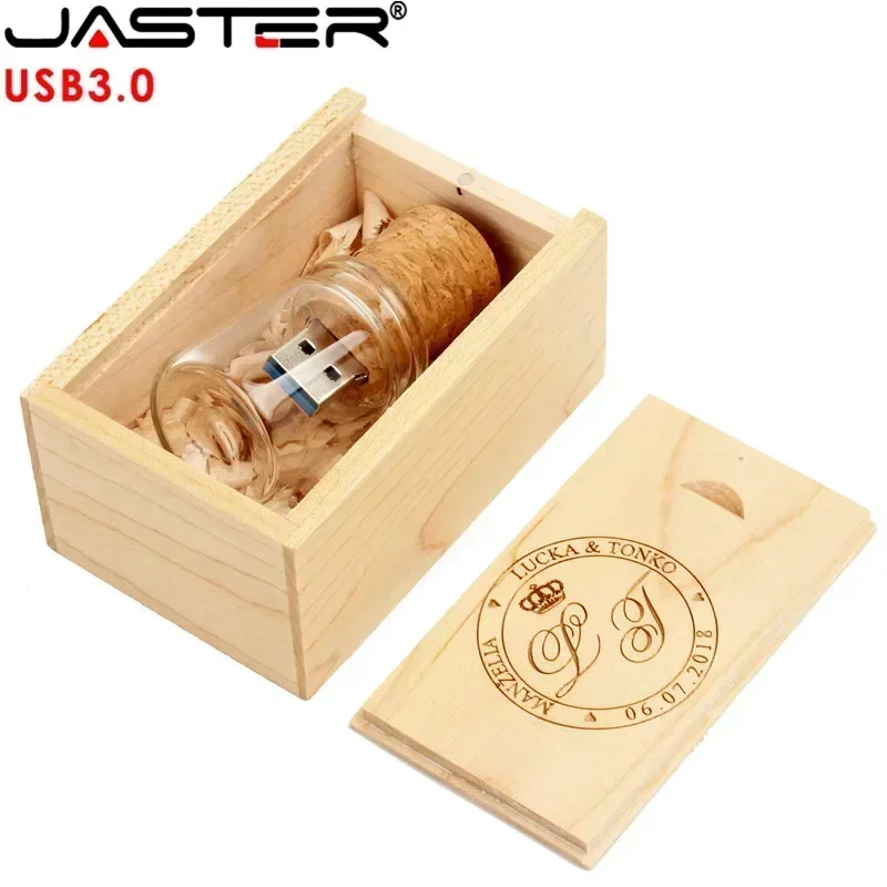 USB Flash Drive Flash Drive JASTER USB 3.0 U Disk Glass Drift Bottle With Cork 4GB 8GB 16GB 32GB 64GB 128GB Wedding Gift