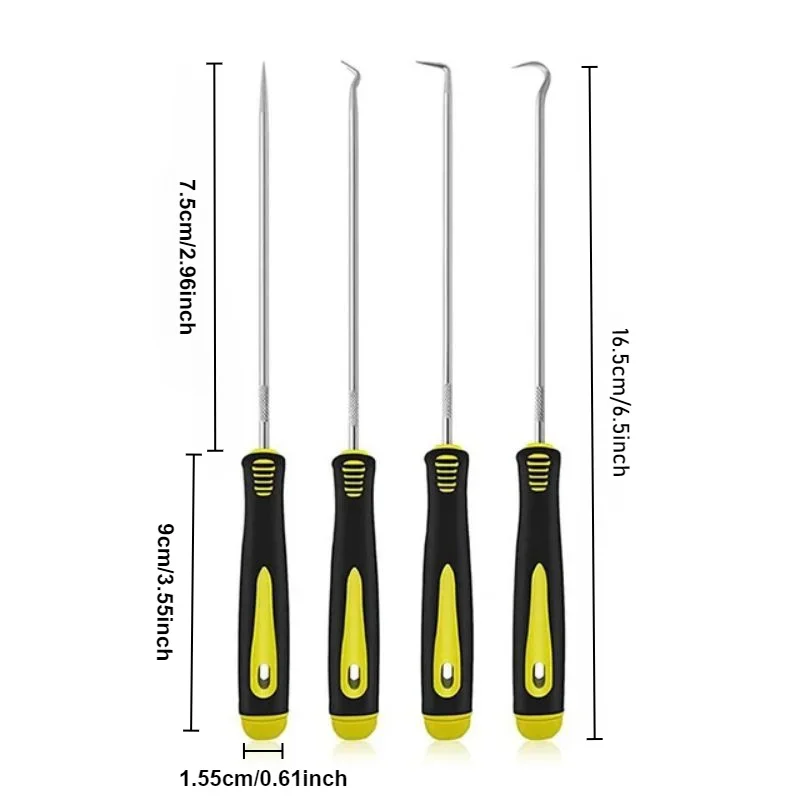 Pick and Hook Set Car Auto Oil Seal/O-Ring Seal Gasket Pick Hook Puller Remover Tire Stone Cleaning Auto Maintenance Tools 4pcs pick and hook set