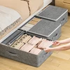 Clothes under bed bedding storage bag with lid foldable for bedding toy closet organizer Space saving strap reinforced handle 3