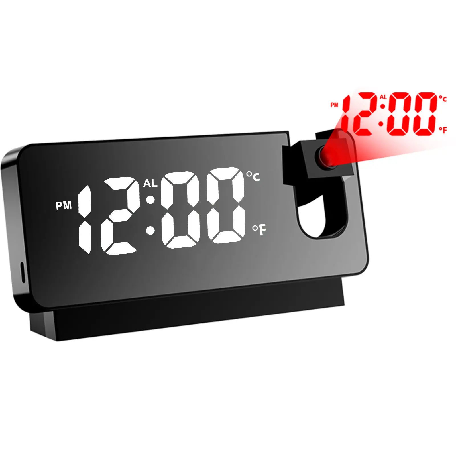 Sveglia con Proiezione, Orologio Digitale LED con Proiezione a Parete, Orologio da Comodino Ricaricabile con Funzione Snooze, Ora e Temperatura - immagine 2