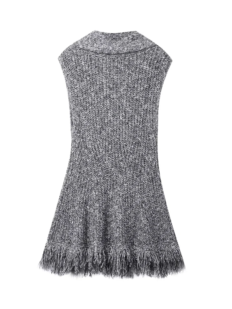 Chic Scarf Collar Knitted Top Women 2025 New Fashion Short Tops For Women High Street Casual Woman Knitwear Vest Tops