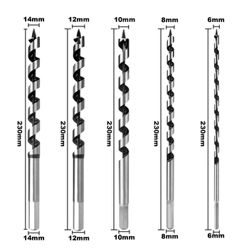 1pc Auger Drill Bits 9 Inch Long Wood Drill Bits Woodworking Bits 6/8/10/12/14mm Shank Carpenter's hammer Tool