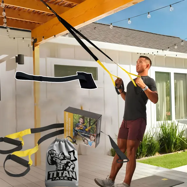Suspended Training Belt with Bungee Storage Bag for Pull-ups, Pilates, Strength Training and Resistance Home Exercise Supplies