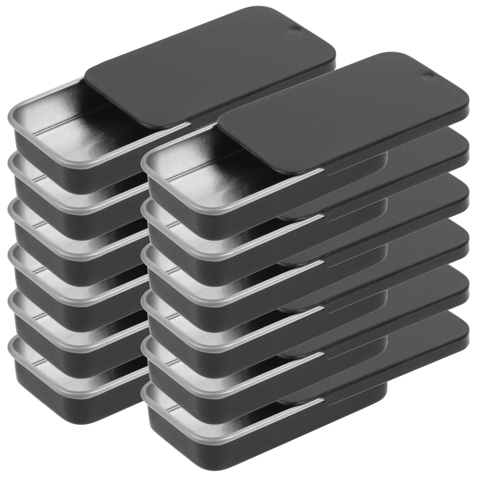 

Mini Black Matte Sliding Cover Push-Pull Tin Box Portable U Disk Chewing Gum Metal Box Small Home Ointment Storage Box