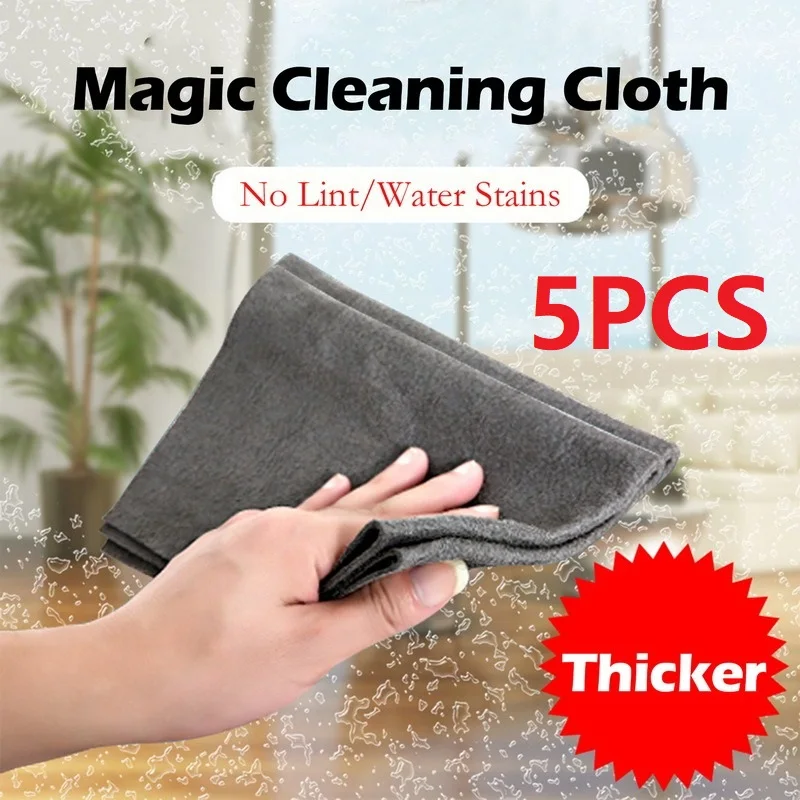 5pcs Magic Thickened Cleaning Cloth Microfiber Surface Instant ...