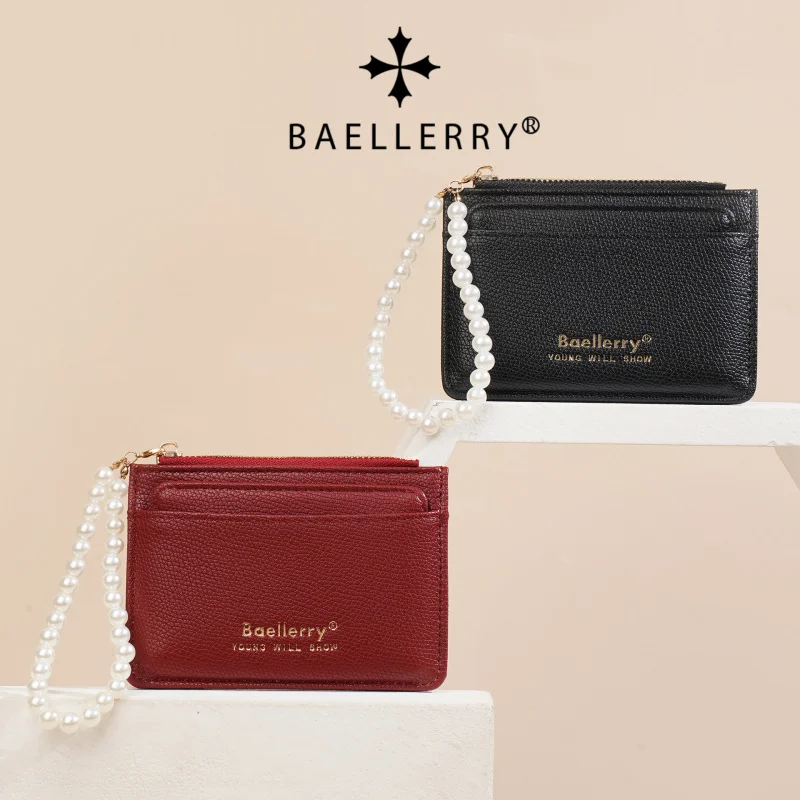 Fashionable Womens Card Case Ins Trend High Class Pearl PU Small Purse