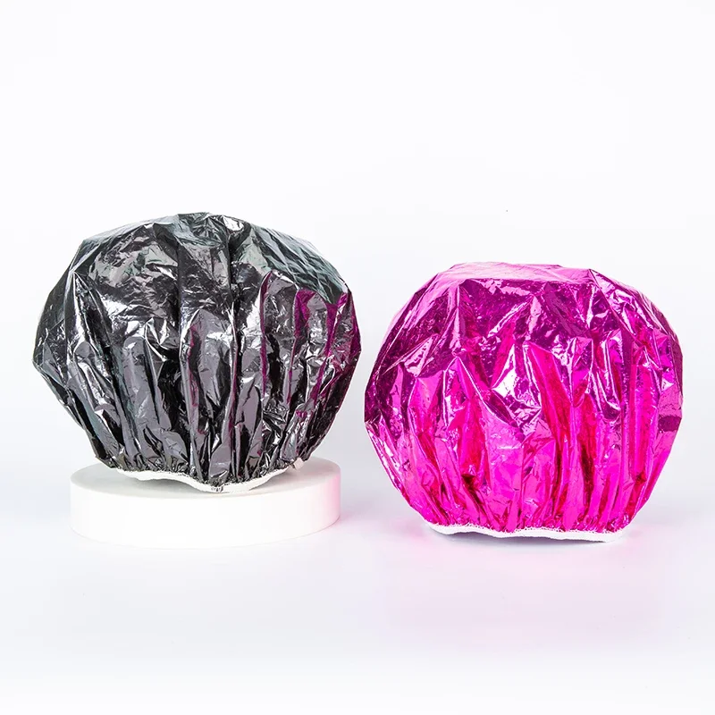 3/6pcs Rose Shower Cap Heat Insulation Aluminum Foil Insulation Hat Elastic Bathing Cap for Women Hair Perm Tool Barber Shop 5