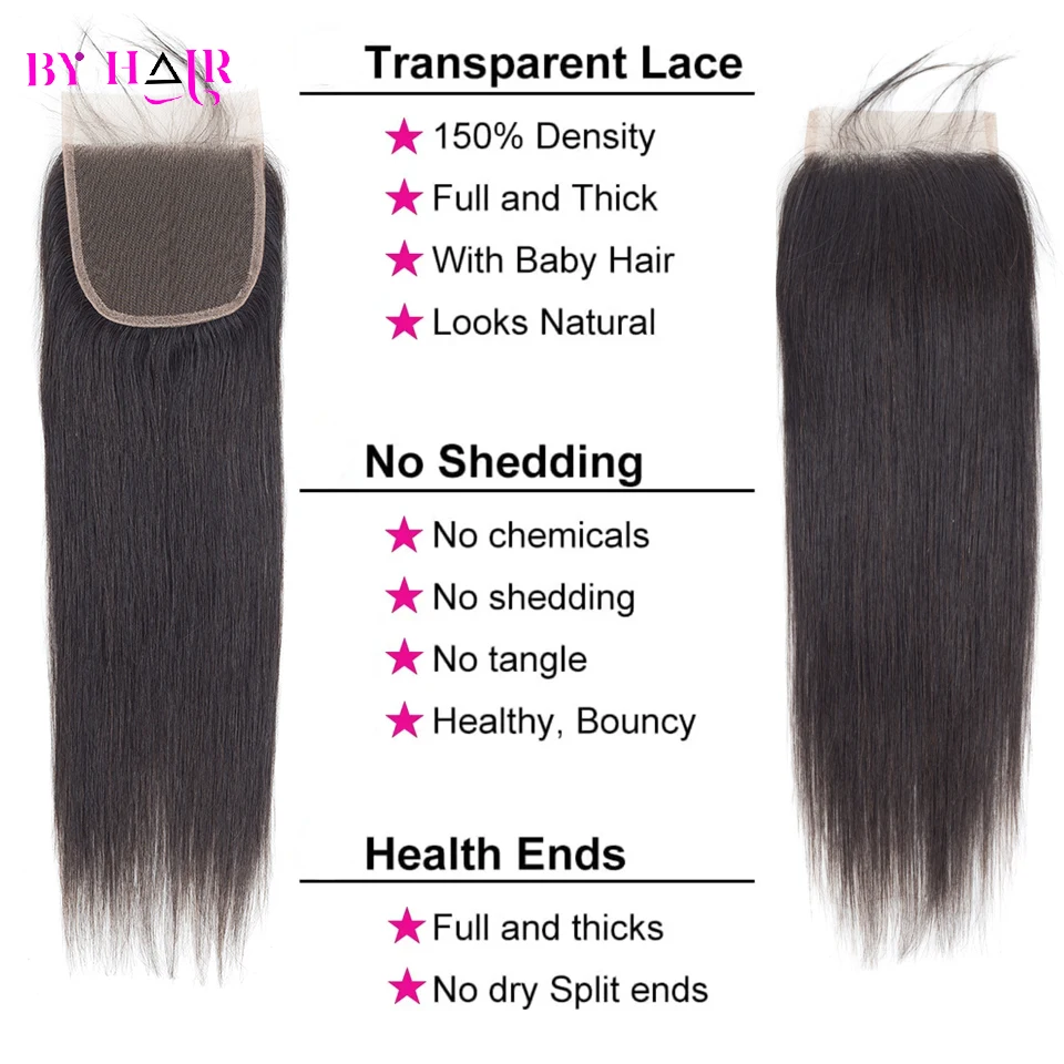Straight 2x6 4x4 5x5 6x6 Lace Closure Human Hair Transparent Lace 13x4 Lace Frontal Human Hair Ear to Ear Frontal Extensions 3