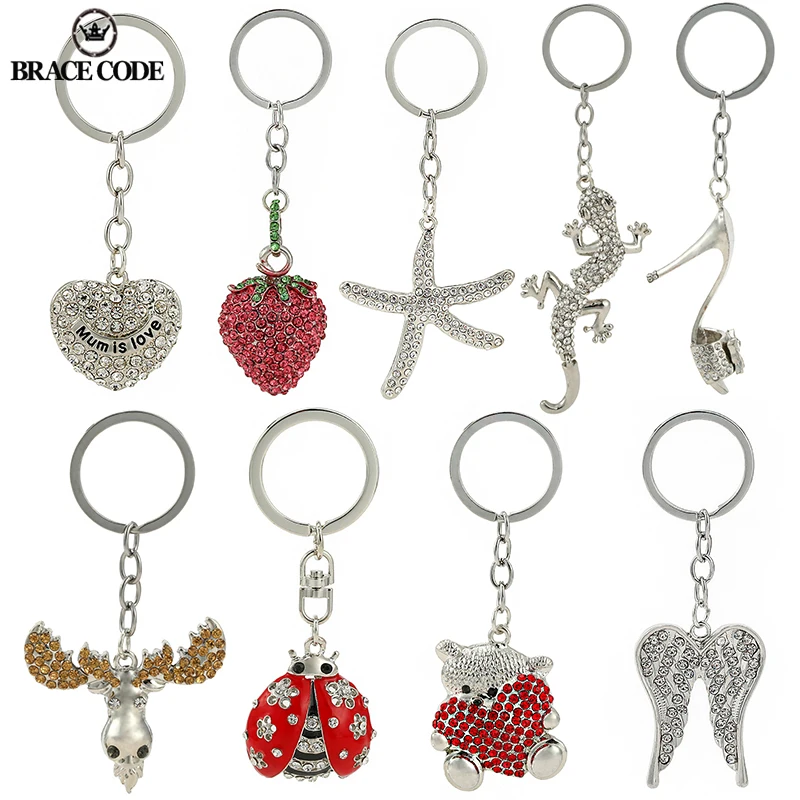 

26 Styles Zinc Alloy Rhinestones Cute Cartoon key Chain key Chain Car Pendant Bag Pendant Decoration Pendant llaveros originales