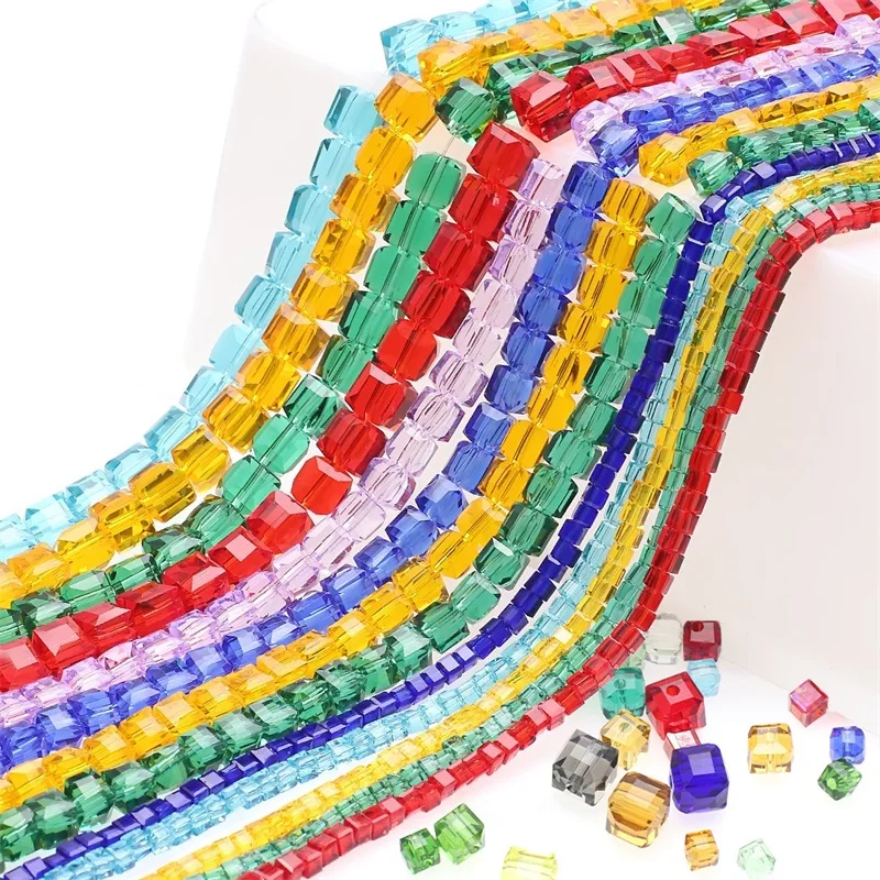 4mm 6mm 8mm Österreich Cut & Facettierte Österreich Kristall Kubische Quadratische Glasperlen für DIY Schmuckherstellung Halskette Armbänder Zubehör – Detail 6