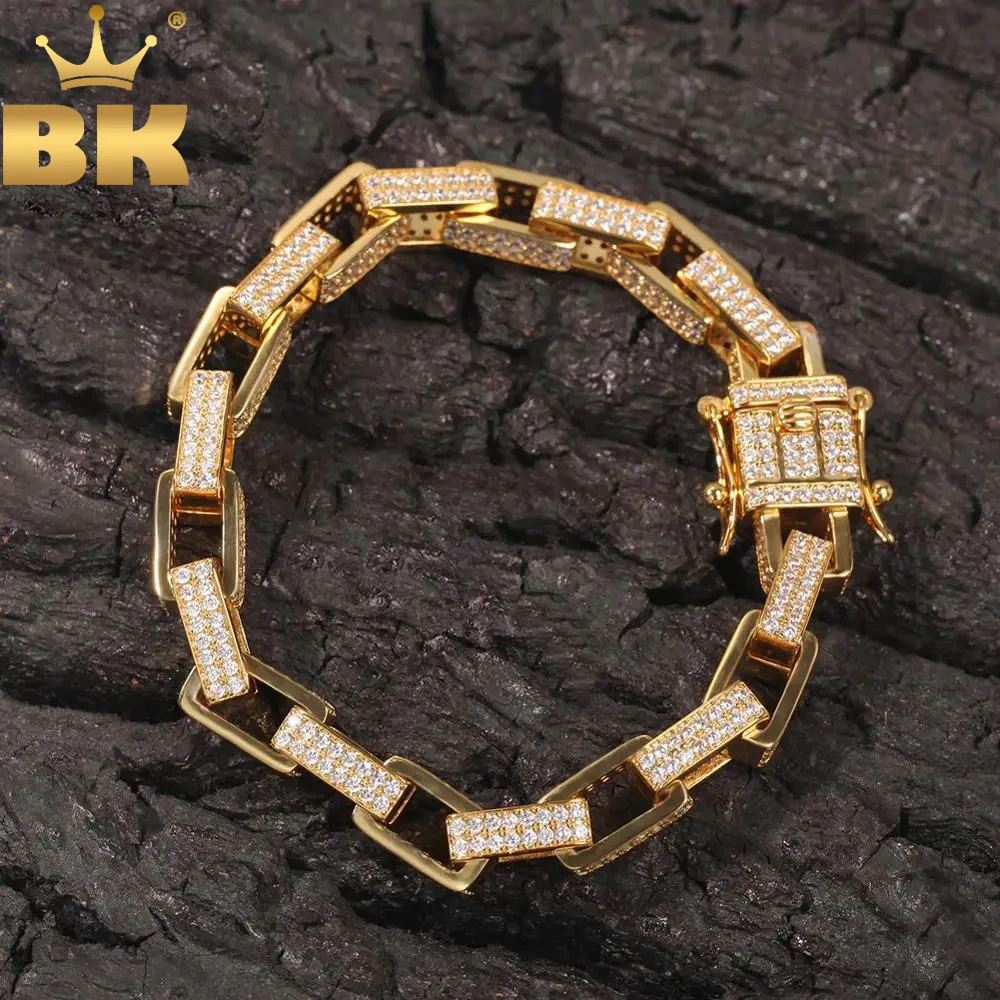 

TBTK Hiphop 7/8mm Cuban link Chain Bracelet Bling Iced Out Cubic Zircon Bracelet Luxury Wrist Rapper Punk Jewelry For Gift