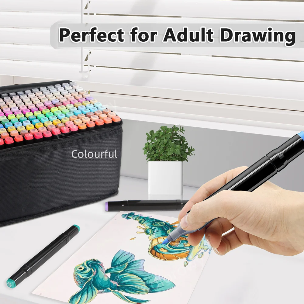 168-Color Alcohol Markers Set - Dual Tip Art Markers For Drawing & Coloring