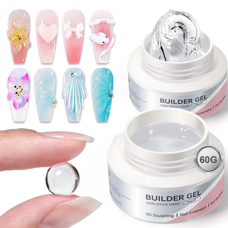 BORN PRETTY 60g Clear Milky White Non Stick Hand Extension Gel Nail Polish Molding Semi Permanent Soak Off Building Hard Gel