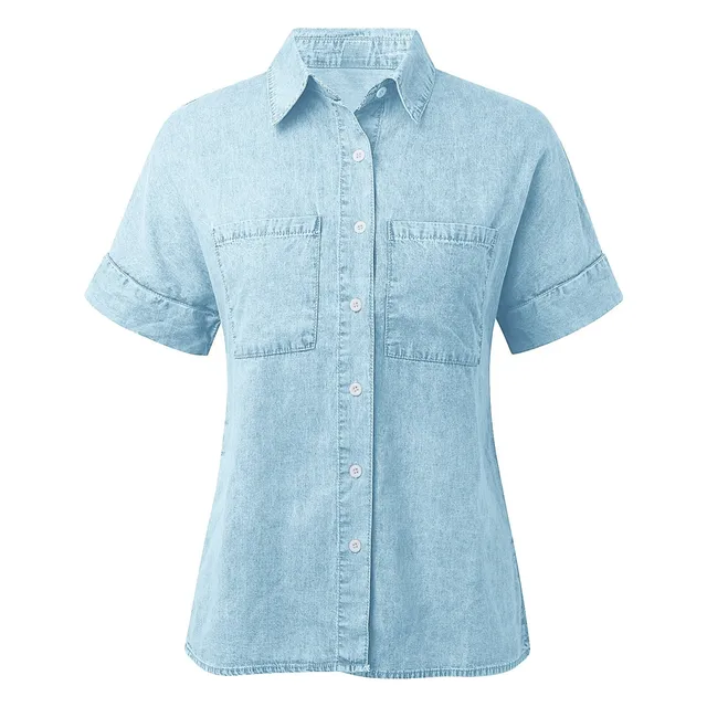 Long Sleeve Women's Denim Shirt 2024 Spring Summer Classic Vintage Jeans Blouses Tops Retro Casual Button Up Streetwear Top 6