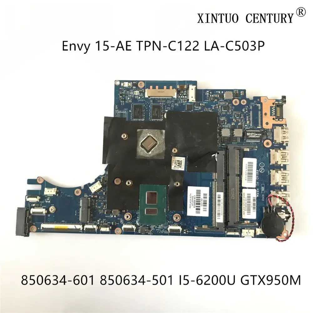 

Материнская плата, 850634-601, 850634-501, для HP Envy TPN-C122 15-ae, ASW50, LA-C503P, с I5-6200U, 100%