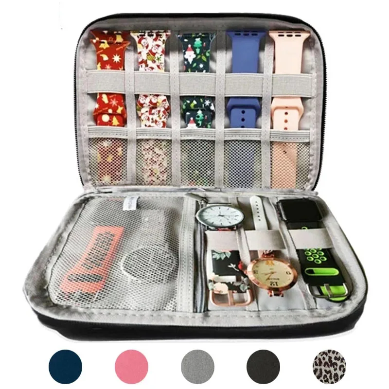 For apple Watch 7 straps pouch Black box Multifunction Watch Band Organizer Storage boxes folder Portable Travel Strap Case Bag