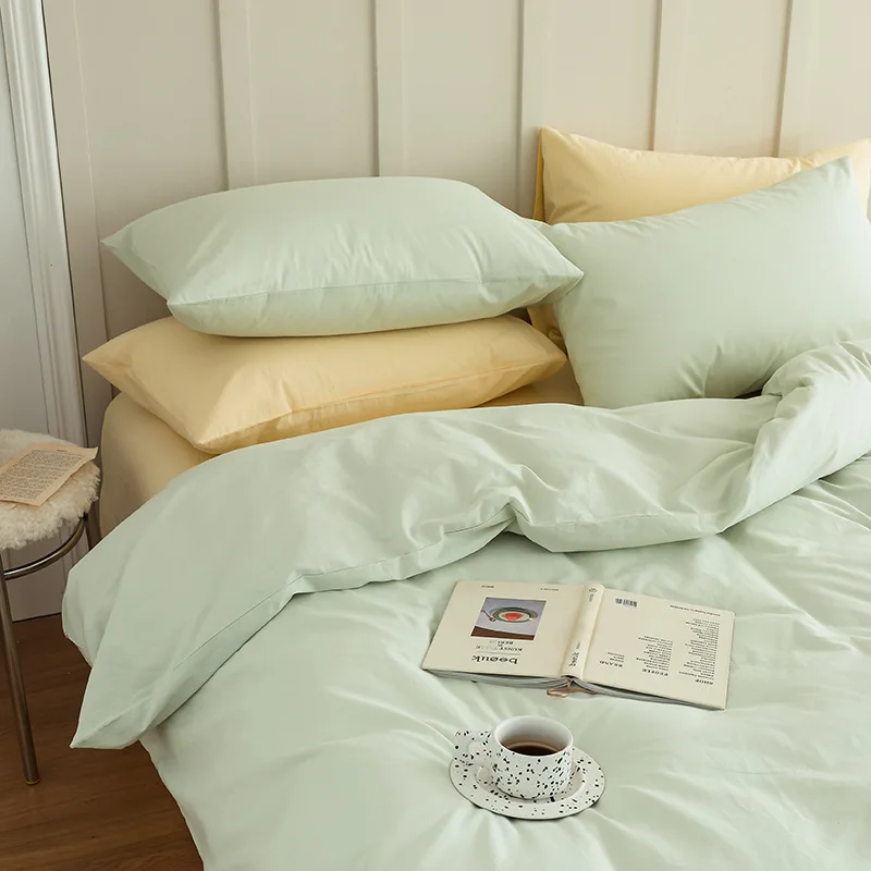 

3/4pcs Modern Minimalist Pure Cotton Duvet Cover, Family Double Bed Sheet, Student Dormitory Bedding 0.9/1.2/1.5/1.8/2M