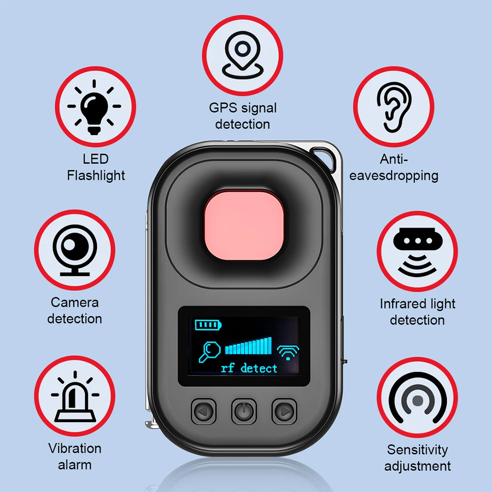 Anti-candid Camera RF Detector Anti Thef Eavesdropping Monitor SIM Wireless WIFI Signal Inspect Finder Hotel Listening Detector