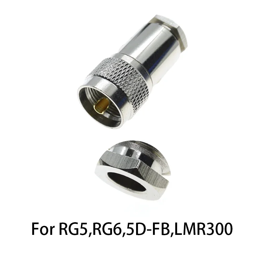RF 동축 커넥터 와이어 케이블, 1X UHF PL259 수 SO239 암 클램프, RG8, LMR400, RG5,RG6,LMR240, RG8X,RG58, RG400, RG142,LMR500