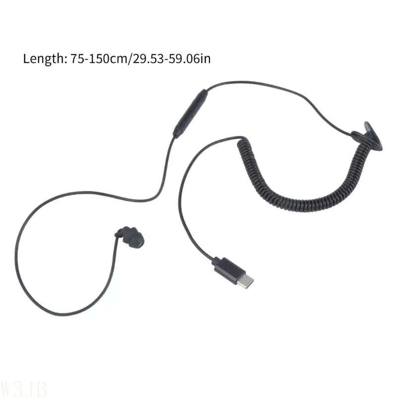W3JB USB C 측면 헤드폰 조정 가능한 코드 쉬운 통신 소음 감소 마이크 인체 공학적 전화 태블릿 노트북