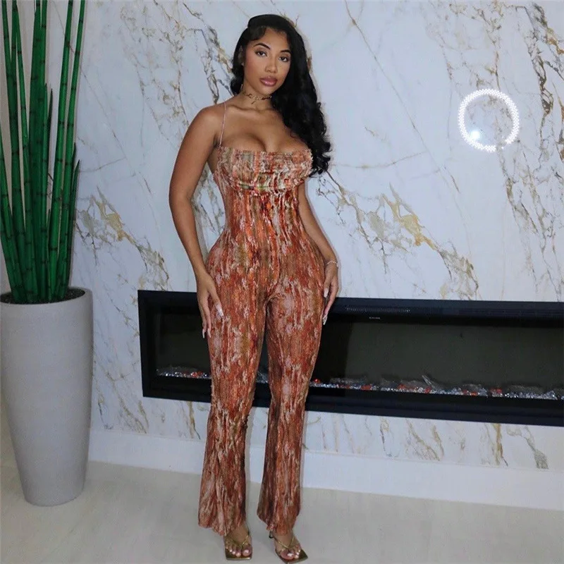 BKLD Women Clothing 2023 Autumn Winter New Fashion Low Cut Spaghetti Strap Backless High Waist Jumpsuit One Pieces Outfits