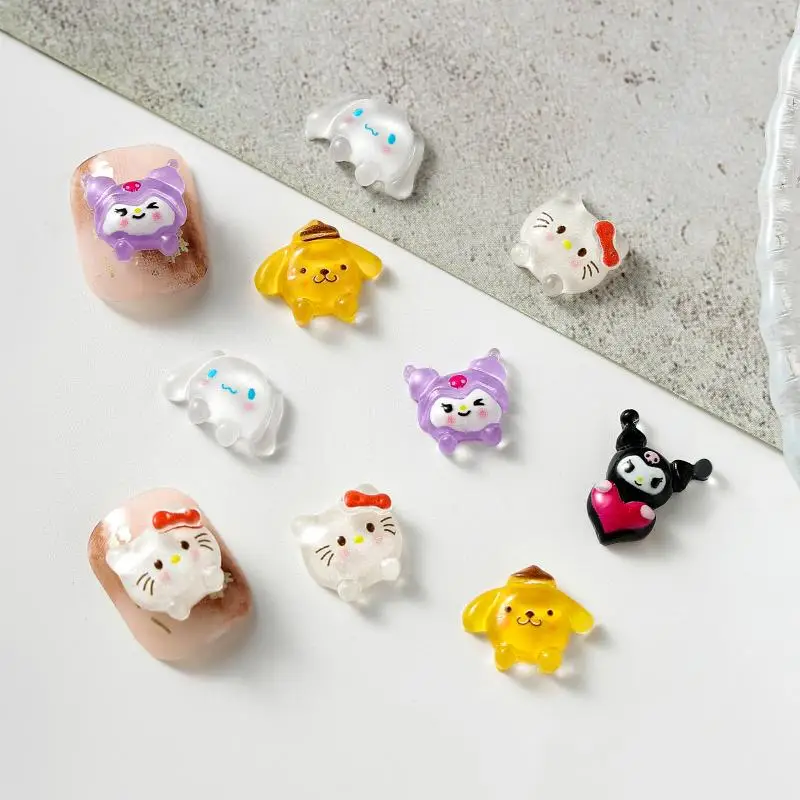 

20Pcs Kawaii Anime Sanrio Hello Kitty Diy Accessories Sanrio Kuromi Cute Cartoon My Melody Nail Art Patches Toys for Girls