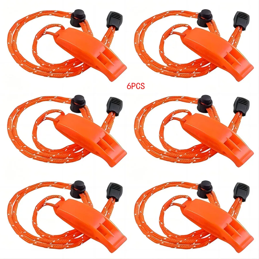 Survival Whistle Outdoor First Aid Dual Frequency Arc Treble Whistle 6pcs