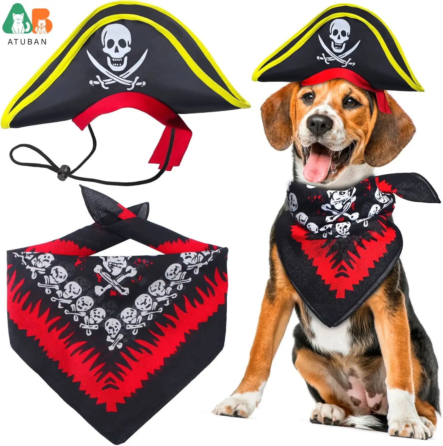 Proumhang Set d'accessoires de Costume de Pirate Ceinture Pirate Bandeau Ceinture de Taille Capitaine Pirate Large Ceinture Médiévale Foulard Bandanas avec Cache-œil pour Halloween Enfants Adultes