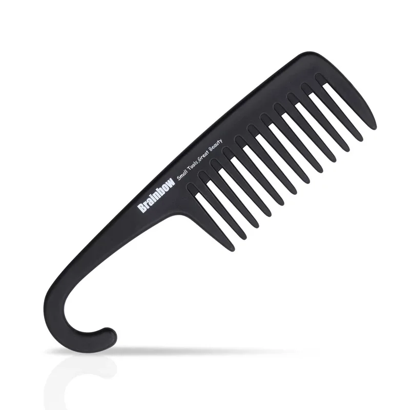 Brainbow 1pc Plastic Hair Brush Wide Tooth Comb with Hanger Anti-Static Large Wide Comb for Straight Wavy Hair Care Styling Tool 4