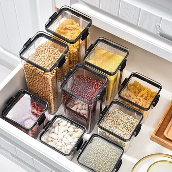 460-1800ml Set Impilabile Cucina Barattolo Sigillato Scatola di Plastica di Conservazione degli Alimenti Contenitore Multicereali Bottiglia di Frutta Secca Tè Contenitori di Stoccaggio 1