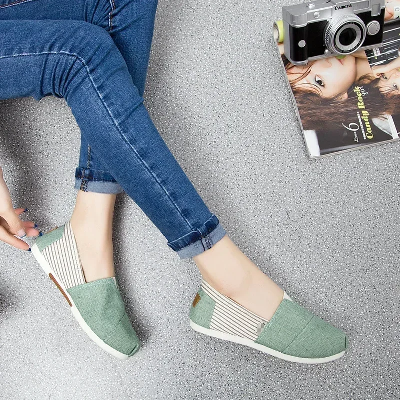 Spring Summer Women Casual Flats Lazy's Espadrilles Canvas Shallow Loafers Comfortable Breathable Light Unisex Couple Shoes