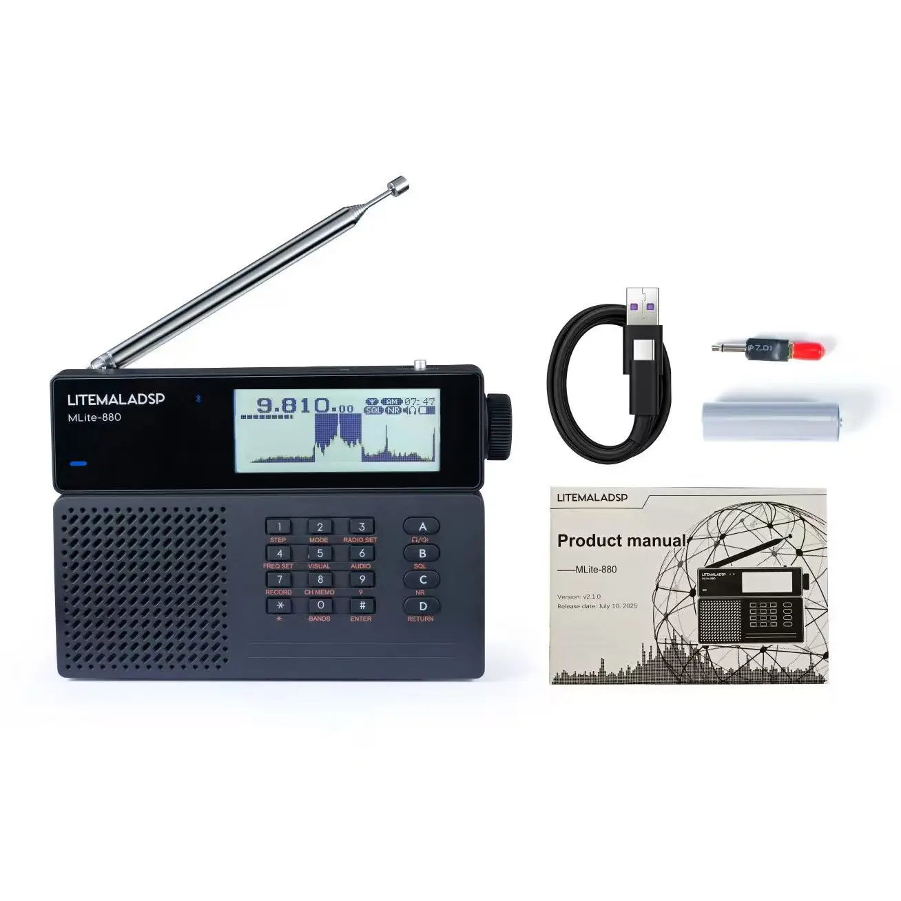 Nuovo Ricevitore Radio DSP Malahiteam MLite-880 Aggiornato, Radio SDR Malahit SSB/AM/FM RDS Portatile a Banda Completa, Radio Digitale a Onde Corte - immagine 6