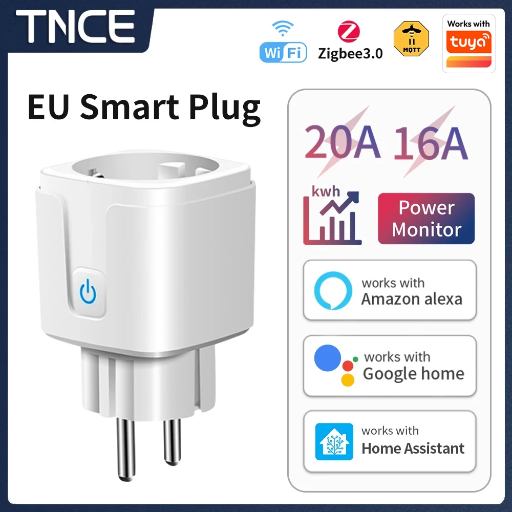 TNCE Tuya 16A/20A WiFi/Zigbee3.0 Smart Socket EU Smart Plug With Power Monitoring Timing Function Work With Alexa 1