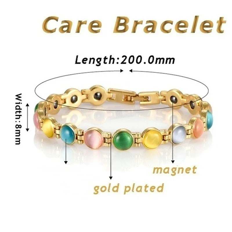 Colorful stone magnetic health energy germanium magnetic bracelet hologram chain link charm bracelet for women arthritis charm bracelet magnetic bracelet