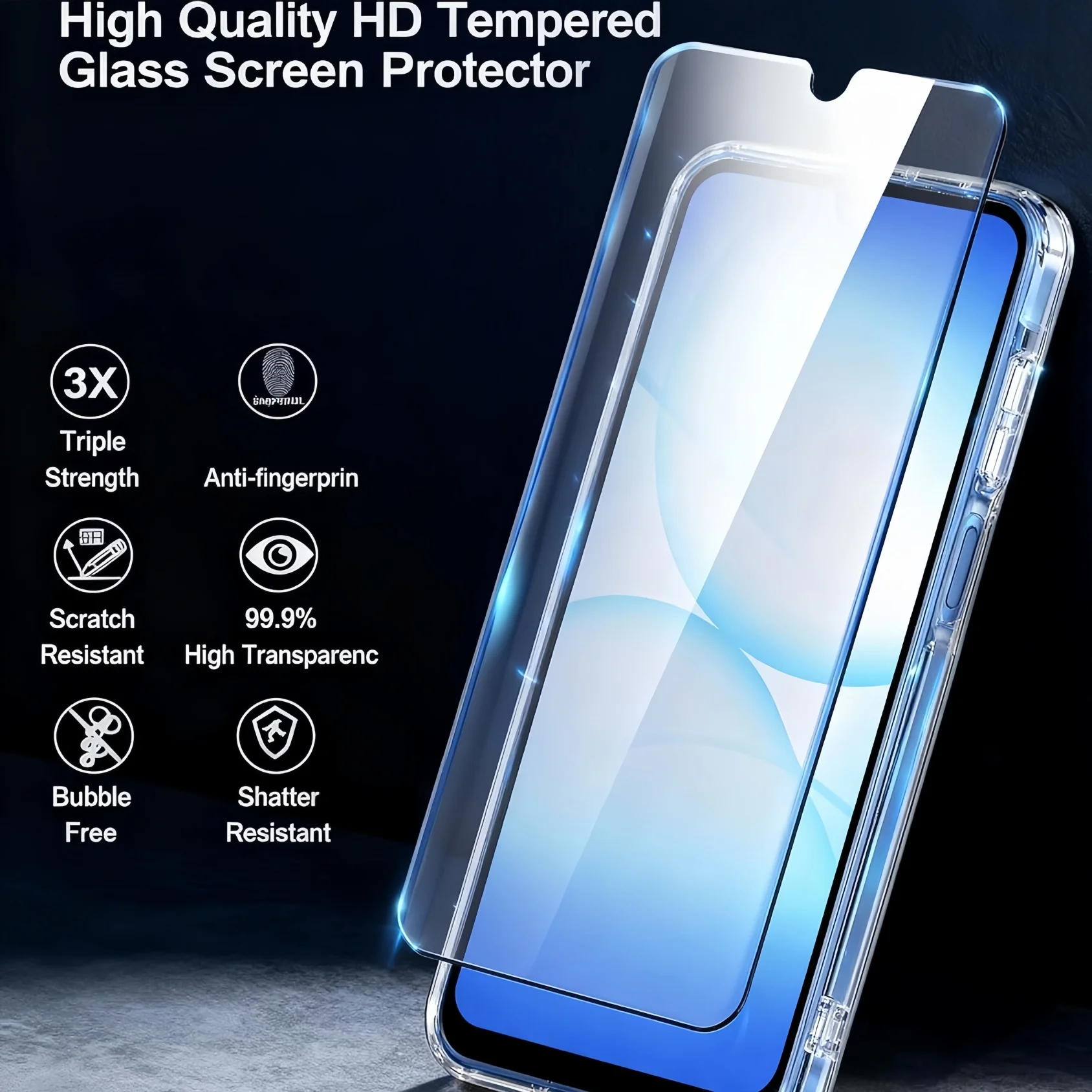 Clear Shockproof Transparent Case with Tempered Glass Screen Protector