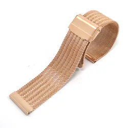 Elegant Stainless Steel Milanese Mesh Watch Strap - Quick Release Bracelet, 18mm, 20mm, 22mm Sizes - 22mm (Rose Gold)