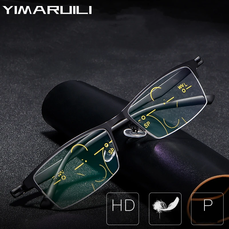 

Многофункциональные умные очки для чтения YIMARUILI с блокировкой сисветильник, очки для дальнего и ближнего развития, мужские очки с полуободковой оправой MX0001