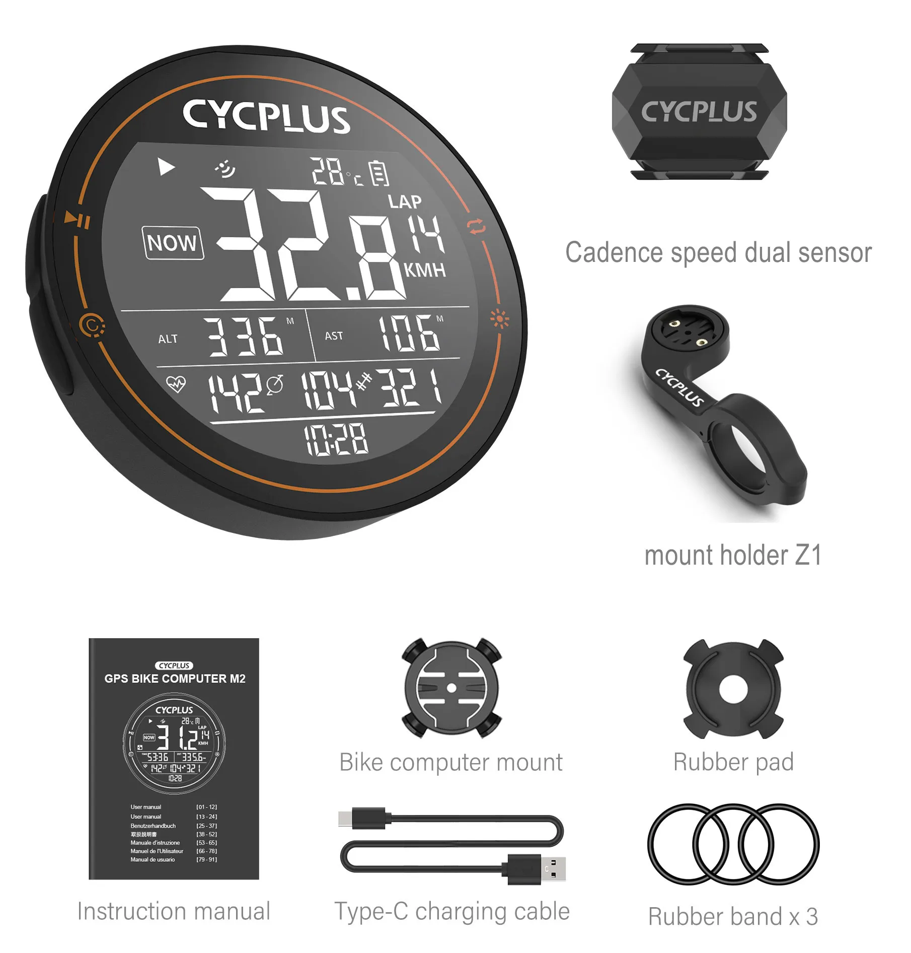 Cycplus GPS Bike Computer Waterproof Bicycle Speedometer and