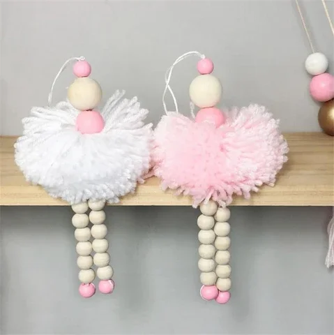 

Ballet Dancer Hanging Decoration Girl Adornment Wooden Beads Toy For Wall Shelf Baby Kids Room Nursery Ornament Photography Prop