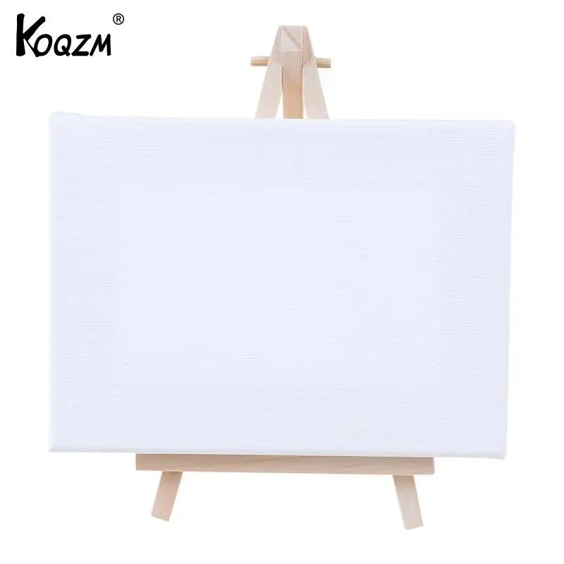DIY Mini easel+Frame Set Pure Cotton Canvas Smooth Practical Desktop Pure Pine Wood Frame Exhibition