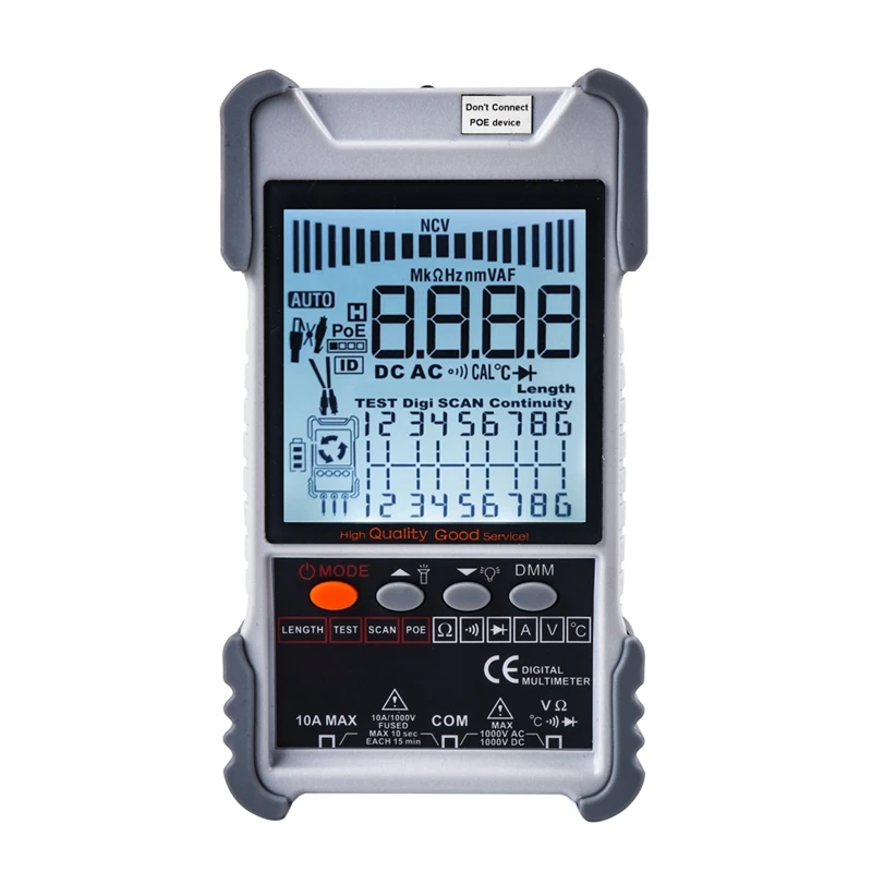 Network Cable Tester LCD Display Analogs Tracing Digital Search POE Test Cable Pairing Mapping Length Wiremap Checker Multimeter