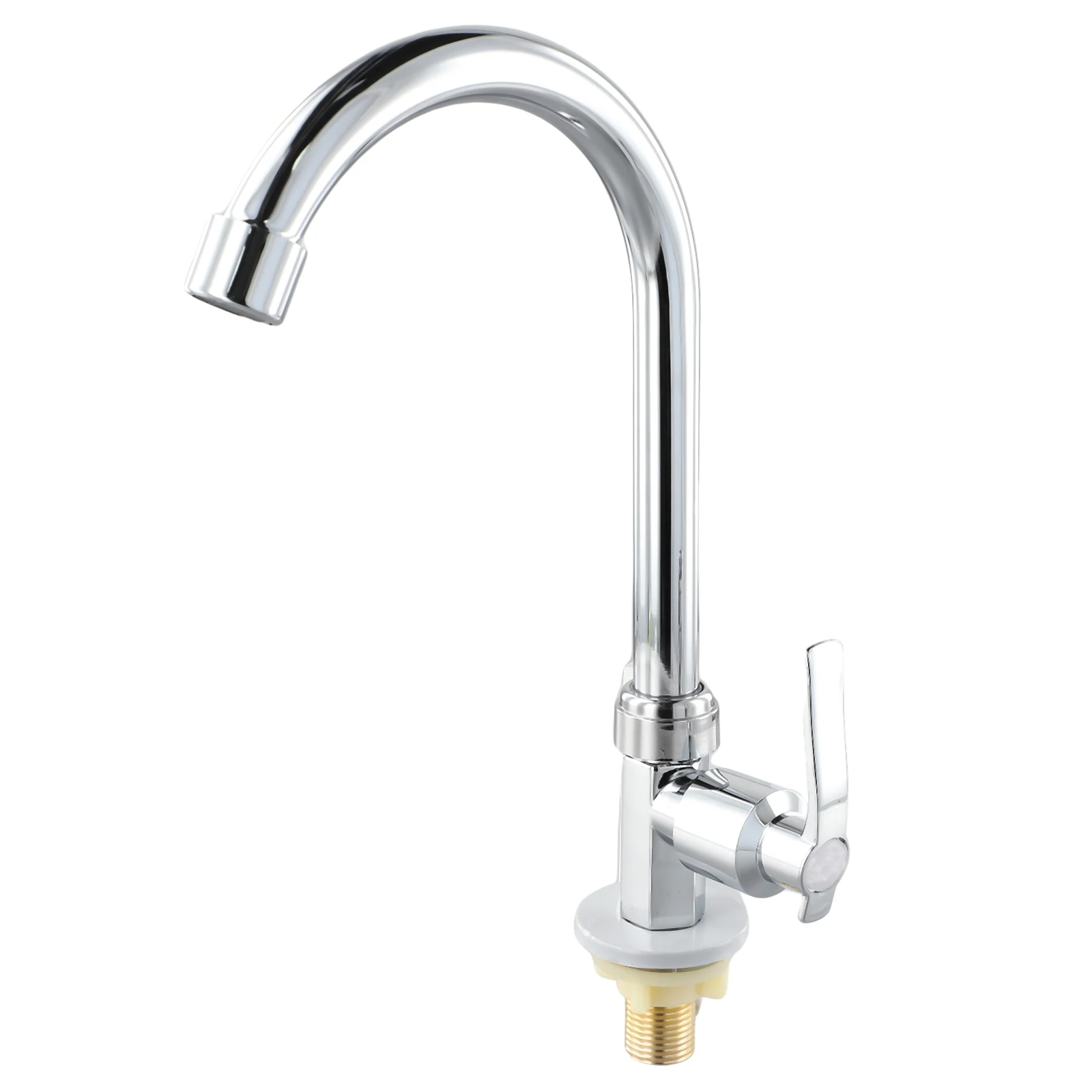 

Kitchen Sink Mixer Taps Swivel Spout Faucet Ziny Alloy Single Lever Single Cold Water Deck Mounted Chrome Faucet