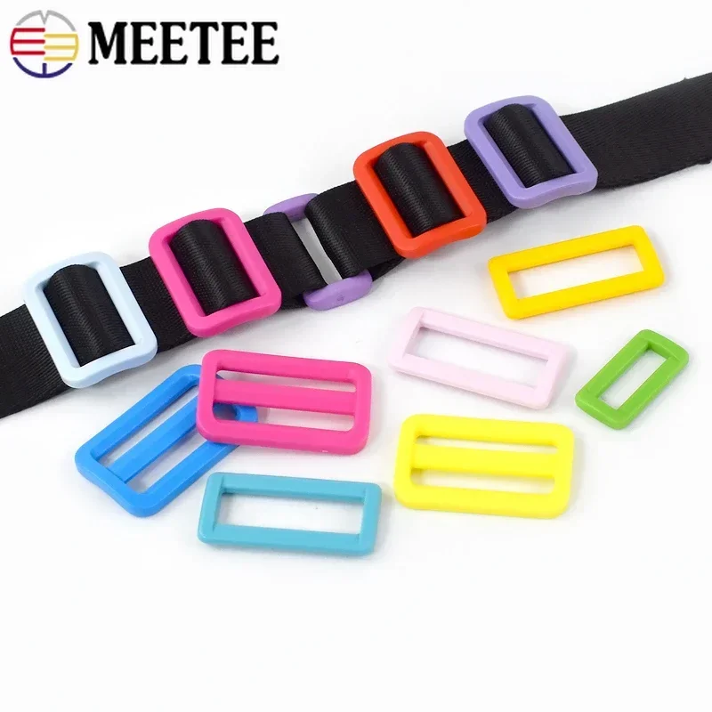 Meetee 10/20Pcs Plastic Tri-Glide Buckles 25/32/38mm O D Ring Bag Strap Adjust Clasp Webbing Connector Hook Dog Collar Accessory 6