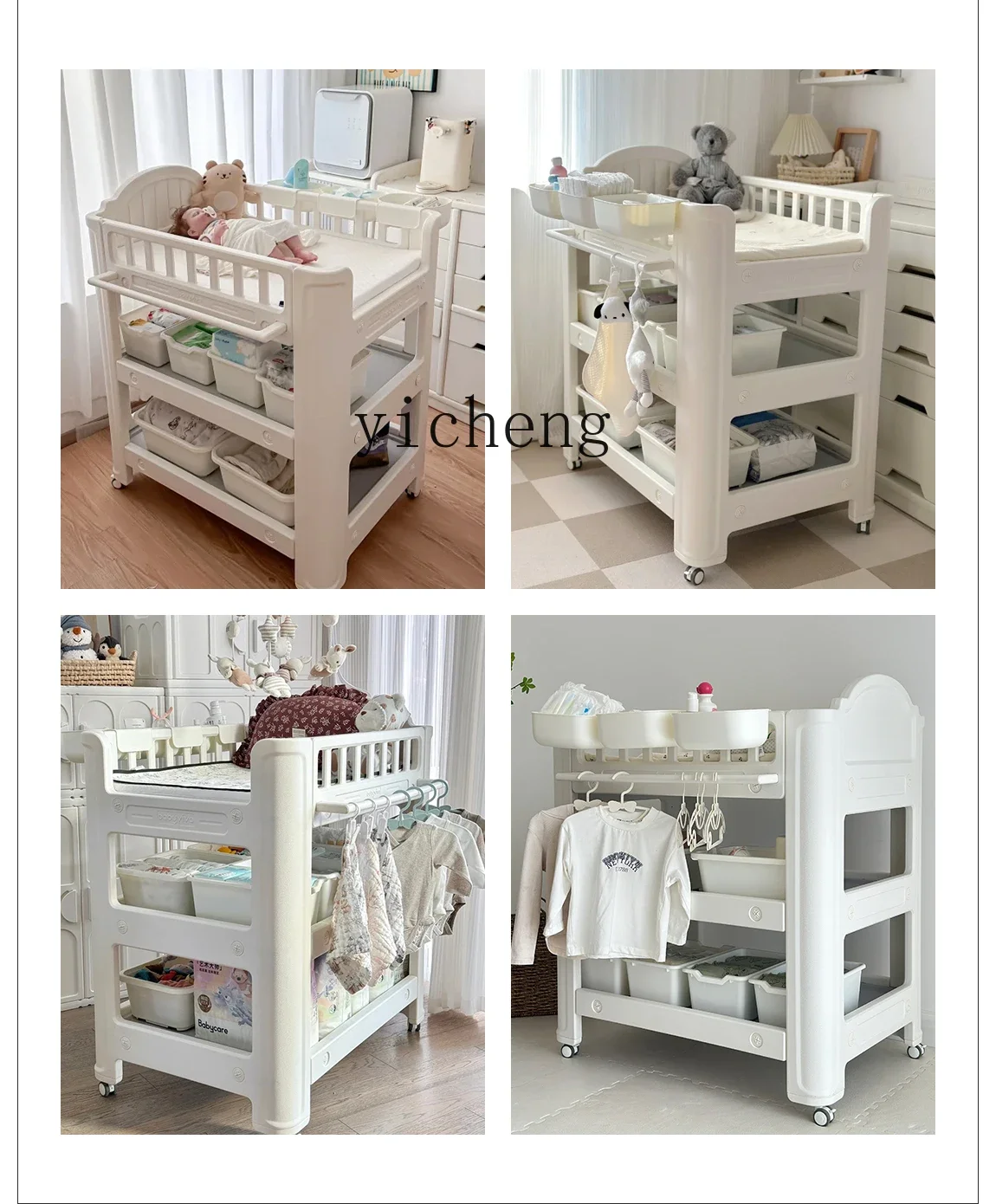 Tqh Diaper-Changing Table Baby Care Desk Baby Change Diapers Crib Multi-Function Massage Touch Bath Table