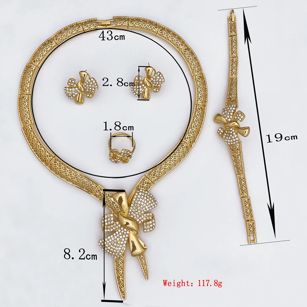 إيطاليا 18 كيلو مطلية بالذهب طقم مجوهرات نسائي تصم...