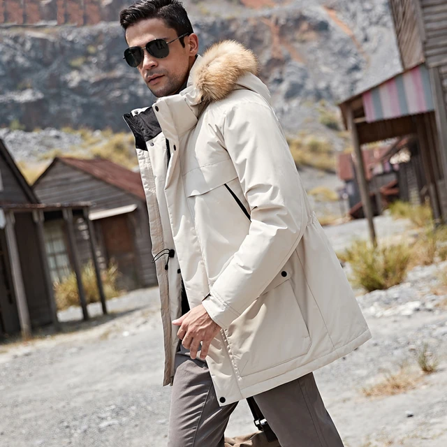 2023 Men Thick Winter Big Fur Collar Warm Parka Waterproof Windproof NEW  -40 Degrees Top Quality